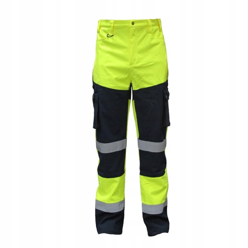Spodnie robocze BHP ostrzegawcze żółto-granatowe Consorte Snow Hawk ocieplane z materiału softshellowego rozmiar 3XL SOFTSPZ3XL